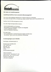 Metallkonzept GmbH & Co.KG -> zum Ausbildungsangebot -> zum Ausdrucken 